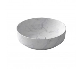 Synergii Stone Ø400 x 120mm above counter basin - Carrera Marble
